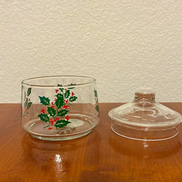 Indiana Glass Snack Jar Holly Candy Jar With Lid Item # 5979 Made in USA - Picture 2 of 5